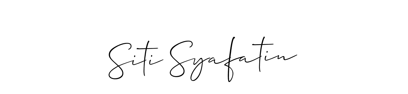 Similarly Allison_Script is the best handwritten signature design. Signature creator online .You can use it as an online autograph creator for name Siti Syafatin. Siti Syafatin signature style 2 images and pictures png