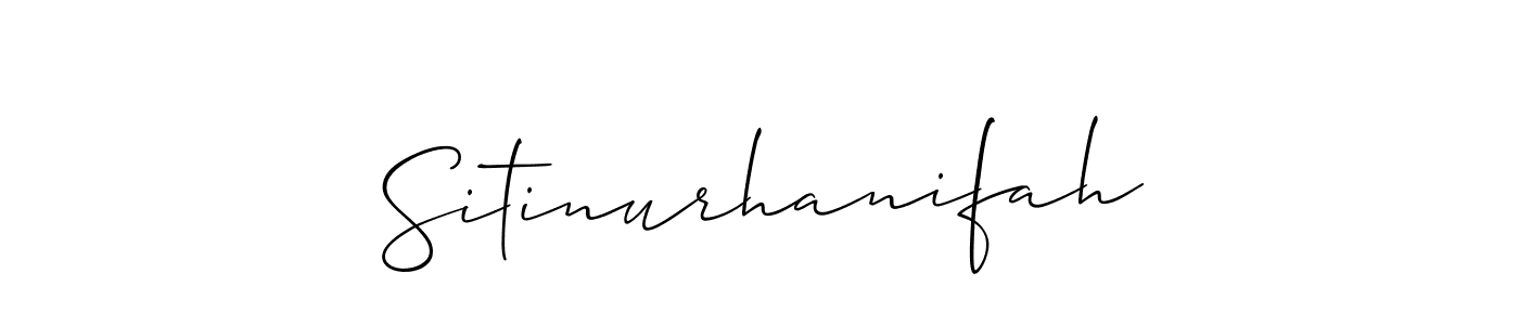 Use a signature maker to create a handwritten signature online. With this signature software, you can design (Allison_Script) your own signature for name Sitinurhanifah. Sitinurhanifah signature style 2 images and pictures png