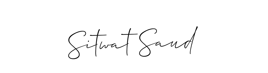 The best way (Allison_Script) to make a short signature is to pick only two or three words in your name. The name Sitwat Saud include a total of six letters. For converting this name. Sitwat Saud signature style 2 images and pictures png