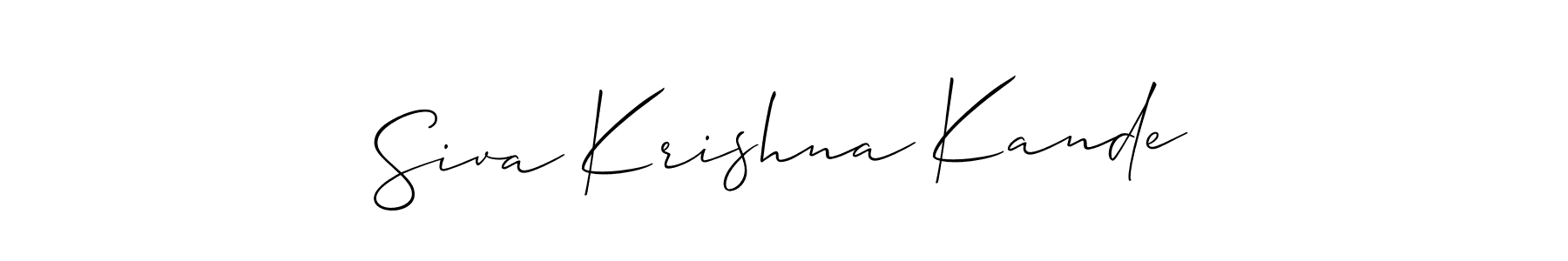 if you are searching for the best signature style for your name Siva Krishna Kande. so please give up your signature search. here we have designed multiple signature styles  using Allison_Script. Siva Krishna Kande signature style 2 images and pictures png