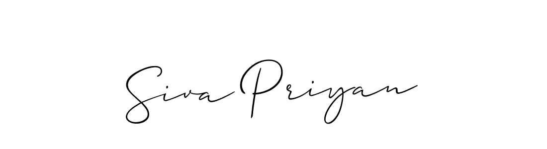 Also we have Siva Priyan name is the best signature style. Create professional handwritten signature collection using Allison_Script autograph style. Siva Priyan signature style 2 images and pictures png