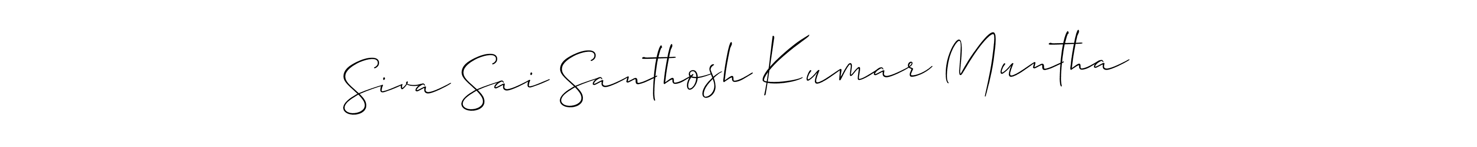 How to Draw Siva Sai Santhosh Kumar Muntha signature style? Allison_Script is a latest design signature styles for name Siva Sai Santhosh Kumar Muntha. Siva Sai Santhosh Kumar Muntha signature style 2 images and pictures png