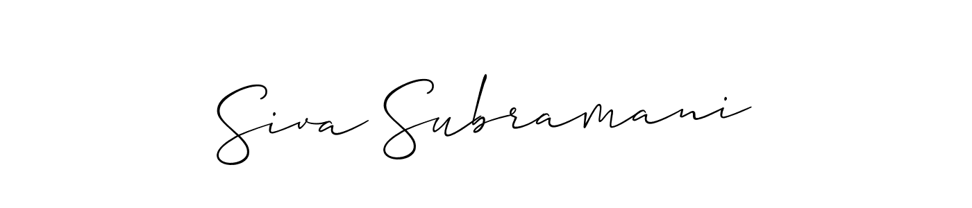 Allison_Script is a professional signature style that is perfect for those who want to add a touch of class to their signature. It is also a great choice for those who want to make their signature more unique. Get Siva Subramani name to fancy signature for free. Siva Subramani signature style 2 images and pictures png