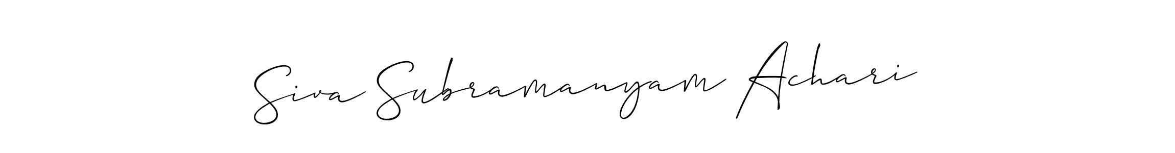 Use a signature maker to create a handwritten signature online. With this signature software, you can design (Allison_Script) your own signature for name Siva Subramanyam Achari. Siva Subramanyam Achari signature style 2 images and pictures png