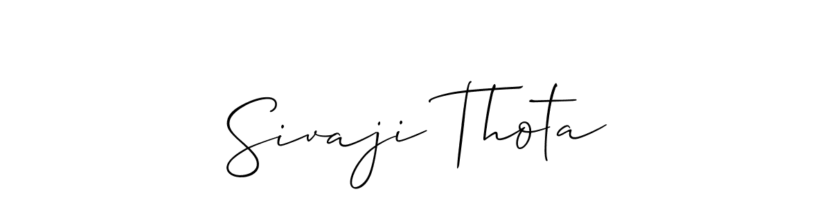 Also You can easily find your signature by using the search form. We will create Sivaji Thota name handwritten signature images for you free of cost using Allison_Script sign style. Sivaji Thota signature style 2 images and pictures png