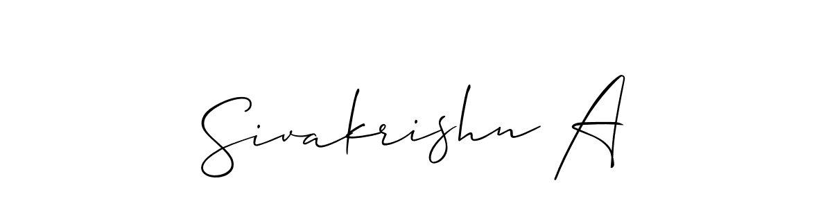 if you are searching for the best signature style for your name Sivakrishn A. so please give up your signature search. here we have designed multiple signature styles  using Allison_Script. Sivakrishn A signature style 2 images and pictures png