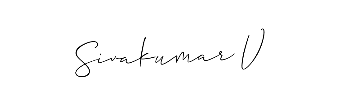 Also You can easily find your signature by using the search form. We will create Sivakumar V name handwritten signature images for you free of cost using Allison_Script sign style. Sivakumar V signature style 2 images and pictures png
