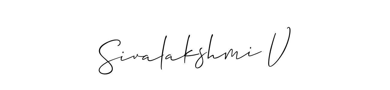 Also we have Sivalakshmi V name is the best signature style. Create professional handwritten signature collection using Allison_Script autograph style. Sivalakshmi V signature style 2 images and pictures png