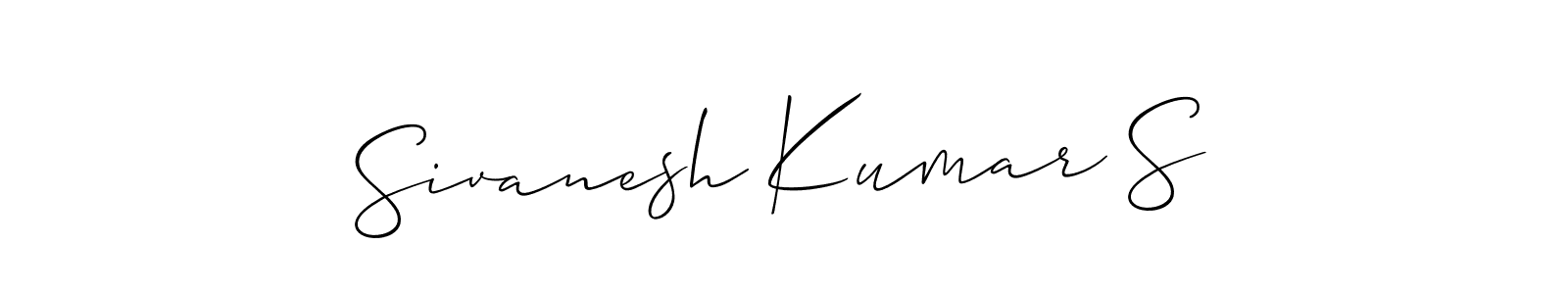 The best way (Allison_Script) to make a short signature is to pick only two or three words in your name. The name Sivanesh Kumar S include a total of six letters. For converting this name. Sivanesh Kumar S signature style 2 images and pictures png