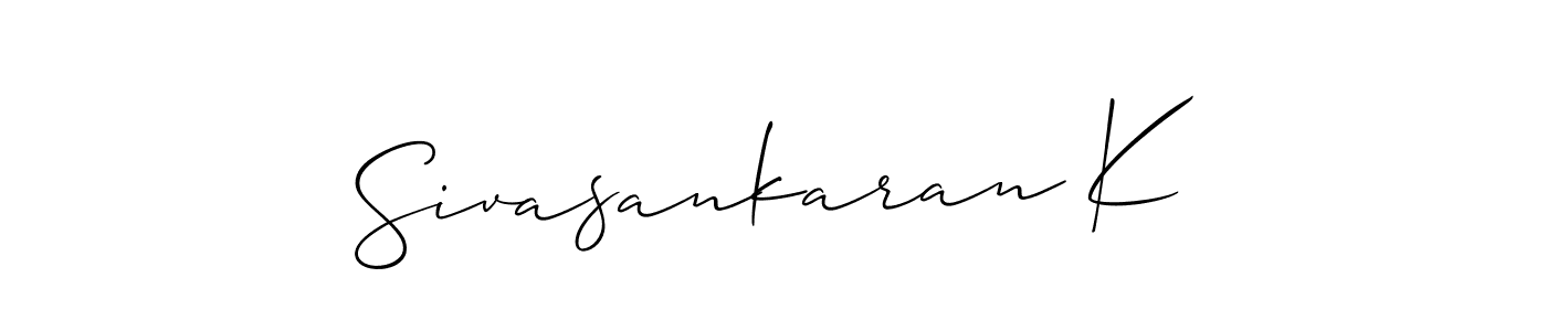 Also we have Sivasankaran K name is the best signature style. Create professional handwritten signature collection using Allison_Script autograph style. Sivasankaran K signature style 2 images and pictures png