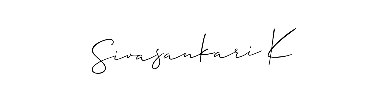 Use a signature maker to create a handwritten signature online. With this signature software, you can design (Allison_Script) your own signature for name Sivasankari K. Sivasankari K signature style 2 images and pictures png