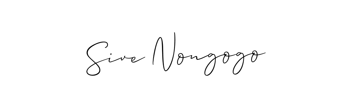 The best way (Allison_Script) to make a short signature is to pick only two or three words in your name. The name Sive Nongogo include a total of six letters. For converting this name. Sive Nongogo signature style 2 images and pictures png