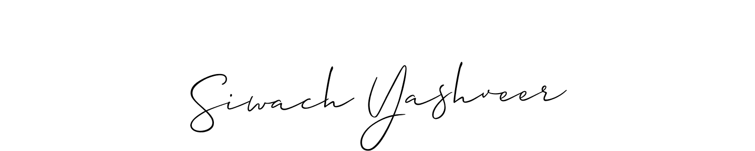 Use a signature maker to create a handwritten signature online. With this signature software, you can design (Allison_Script) your own signature for name Siwach Yashveer. Siwach Yashveer signature style 2 images and pictures png