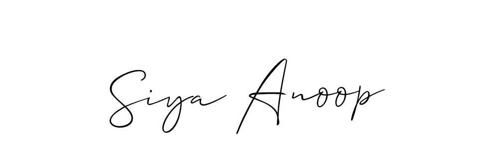 Design your own signature with our free online signature maker. With this signature software, you can create a handwritten (Allison_Script) signature for name Siya Anoop. Siya Anoop signature style 2 images and pictures png