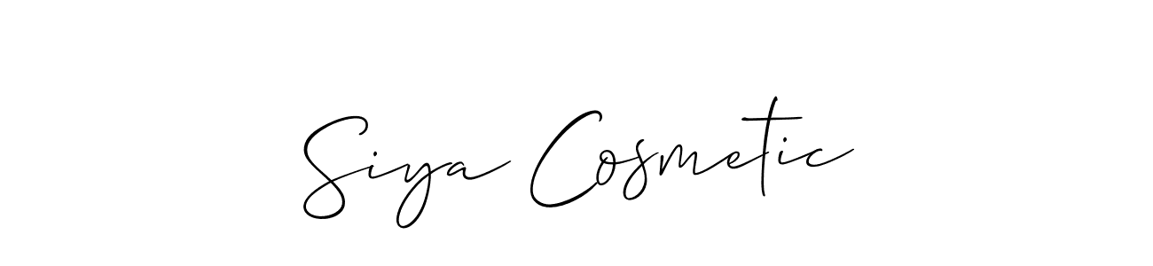 Design your own signature with our free online signature maker. With this signature software, you can create a handwritten (Allison_Script) signature for name Siya Cosmetic. Siya Cosmetic signature style 2 images and pictures png