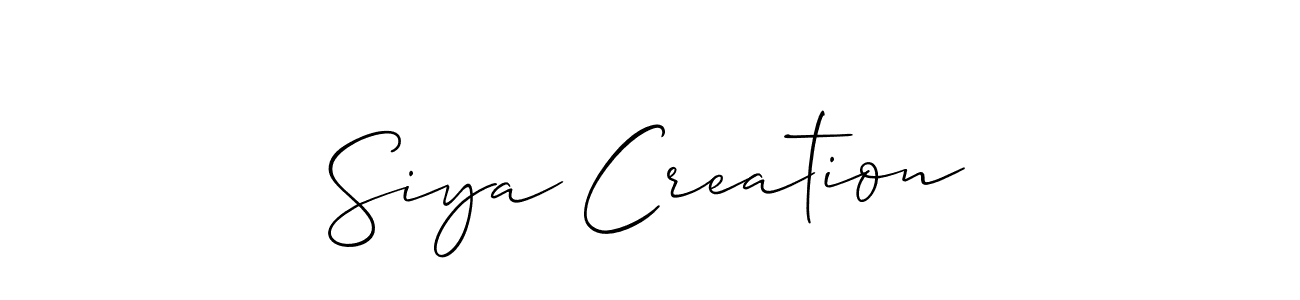 Also You can easily find your signature by using the search form. We will create Siya Creation name handwritten signature images for you free of cost using Allison_Script sign style. Siya Creation signature style 2 images and pictures png