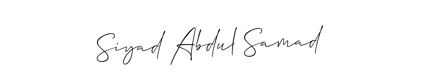 The best way (Allison_Script) to make a short signature is to pick only two or three words in your name. The name Siyad Abdul Samad include a total of six letters. For converting this name. Siyad Abdul Samad signature style 2 images and pictures png