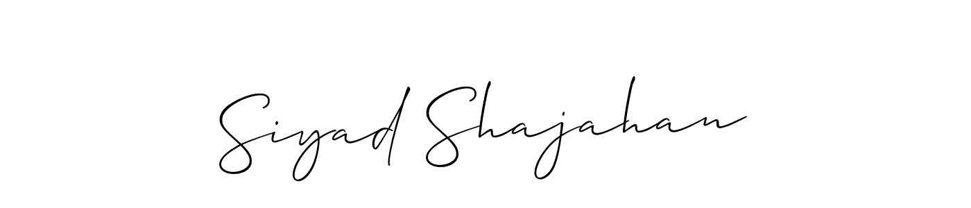 Make a beautiful signature design for name Siyad Shajahan. With this signature (Allison_Script) style, you can create a handwritten signature for free. Siyad Shajahan signature style 2 images and pictures png