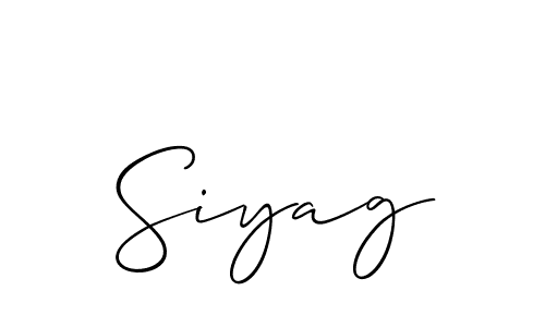 The best way (Allison_Script) to make a short signature is to pick only two or three words in your name. The name Siyag include a total of six letters. For converting this name. Siyag signature style 2 images and pictures png