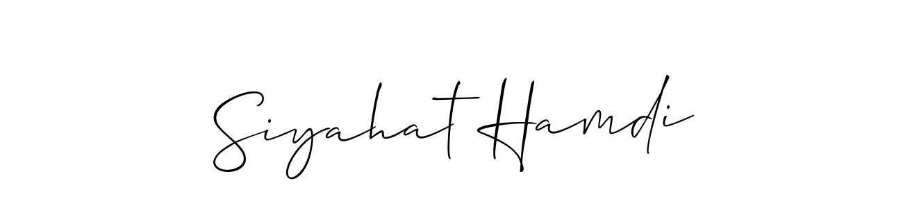 Also You can easily find your signature by using the search form. We will create Siyahat Hamdi name handwritten signature images for you free of cost using Allison_Script sign style. Siyahat Hamdi signature style 2 images and pictures png
