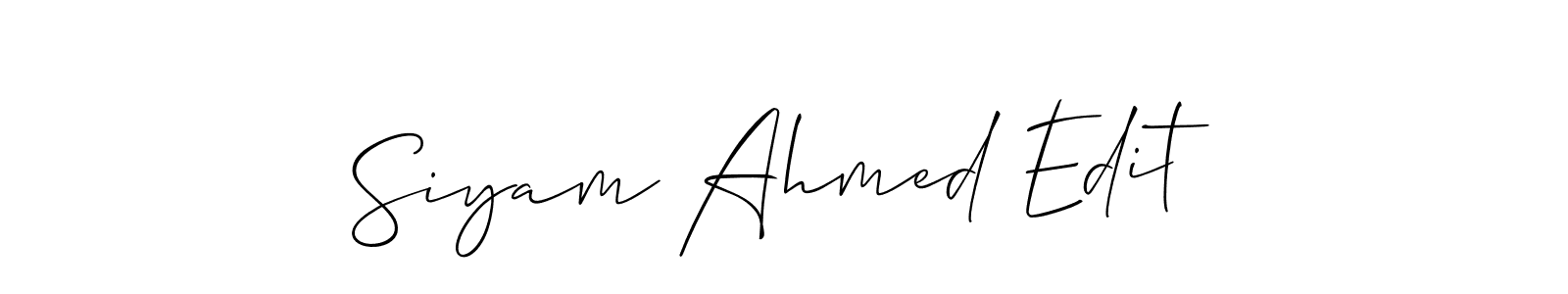 Also You can easily find your signature by using the search form. We will create Siyam Ahmed Edit name handwritten signature images for you free of cost using Allison_Script sign style. Siyam Ahmed Edit signature style 2 images and pictures png