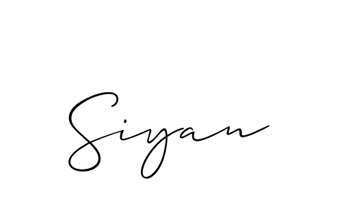 Design your own signature with our free online signature maker. With this signature software, you can create a handwritten (Allison_Script) signature for name Siyan. Siyan signature style 2 images and pictures png