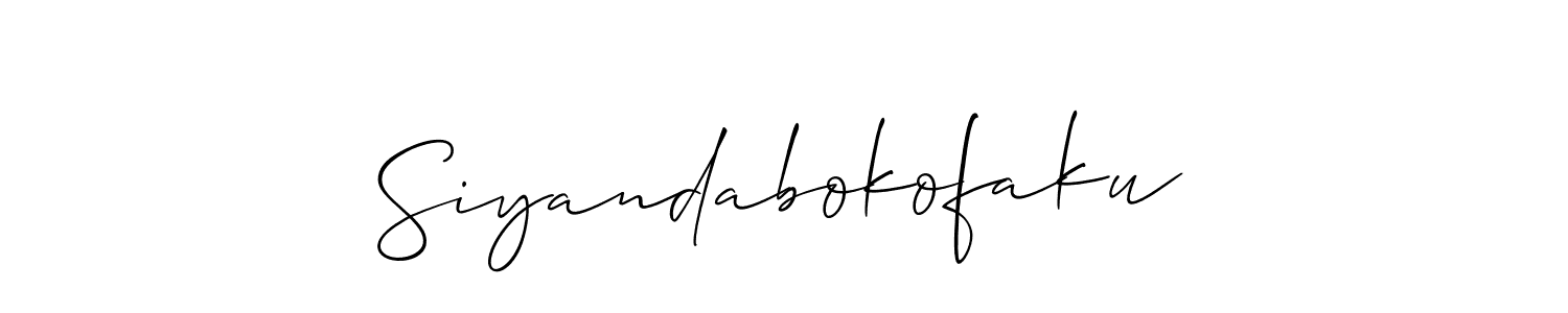 if you are searching for the best signature style for your name Siyandabokofaku. so please give up your signature search. here we have designed multiple signature styles  using Allison_Script. Siyandabokofaku signature style 2 images and pictures png