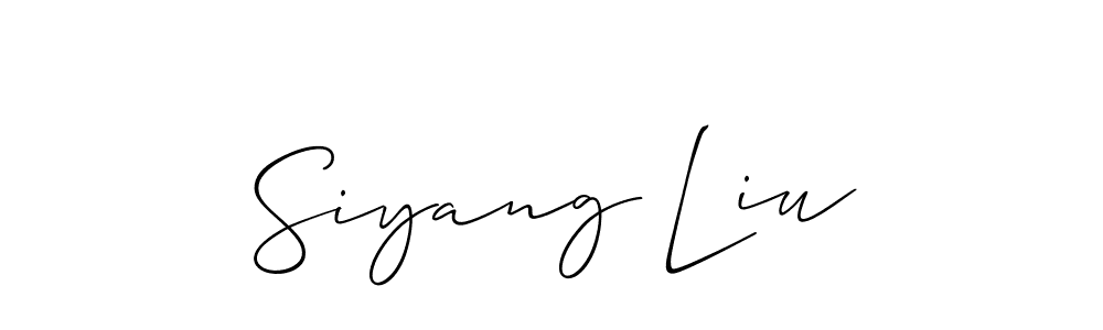 It looks lik you need a new signature style for name Siyang Liu. Design unique handwritten (Allison_Script) signature with our free signature maker in just a few clicks. Siyang Liu signature style 2 images and pictures png