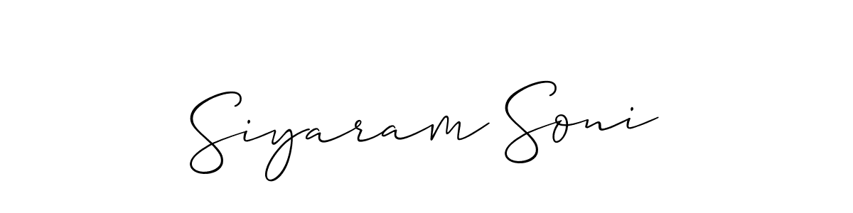 The best way (Allison_Script) to make a short signature is to pick only two or three words in your name. The name Siyaram Soni include a total of six letters. For converting this name. Siyaram Soni signature style 2 images and pictures png