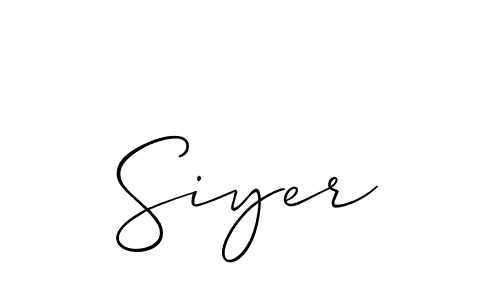 Design your own signature with our free online signature maker. With this signature software, you can create a handwritten (Allison_Script) signature for name Siyer. Siyer signature style 2 images and pictures png