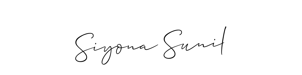 Allison_Script is a professional signature style that is perfect for those who want to add a touch of class to their signature. It is also a great choice for those who want to make their signature more unique. Get Siyona Sunil name to fancy signature for free. Siyona Sunil signature style 2 images and pictures png