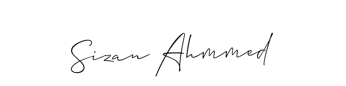 Allison_Script is a professional signature style that is perfect for those who want to add a touch of class to their signature. It is also a great choice for those who want to make their signature more unique. Get Sizan Ahmmed name to fancy signature for free. Sizan Ahmmed signature style 2 images and pictures png