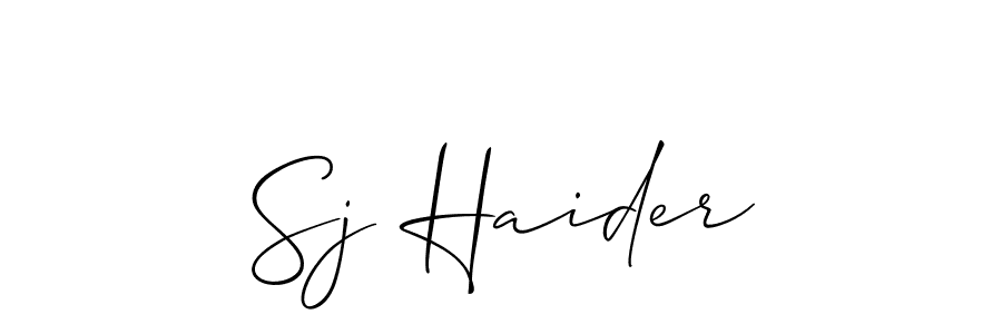 Also You can easily find your signature by using the search form. We will create Sj Haider name handwritten signature images for you free of cost using Allison_Script sign style. Sj Haider signature style 2 images and pictures png