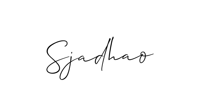 The best way (Allison_Script) to make a short signature is to pick only two or three words in your name. The name Sjadhao include a total of six letters. For converting this name. Sjadhao signature style 2 images and pictures png