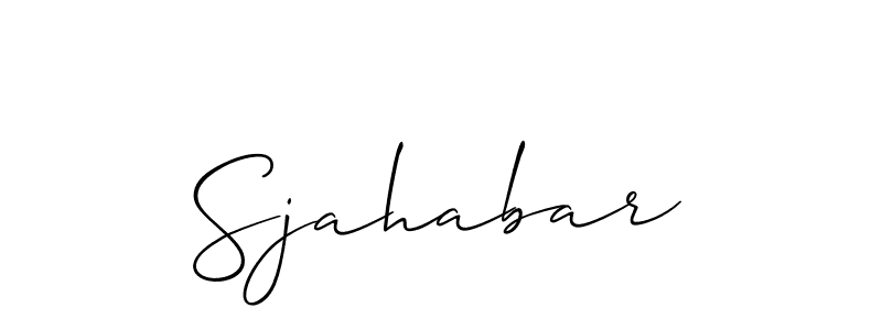 You should practise on your own different ways (Allison_Script) to write your name (Sjahabar) in signature. don't let someone else do it for you. Sjahabar signature style 2 images and pictures png