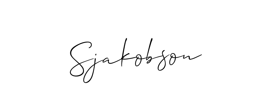 How to make Sjakobson name signature. Use Allison_Script style for creating short signs online. This is the latest handwritten sign. Sjakobson signature style 2 images and pictures png