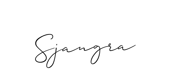 Create a beautiful signature design for name Sjangra. With this signature (Allison_Script) fonts, you can make a handwritten signature for free. Sjangra signature style 2 images and pictures png