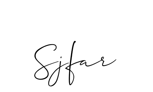 The best way (Allison_Script) to make a short signature is to pick only two or three words in your name. The name Sjfar include a total of six letters. For converting this name. Sjfar signature style 2 images and pictures png