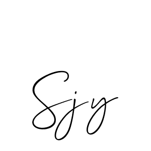The best way (Allison_Script) to make a short signature is to pick only two or three words in your name. The name Sjy include a total of six letters. For converting this name. Sjy signature style 2 images and pictures png