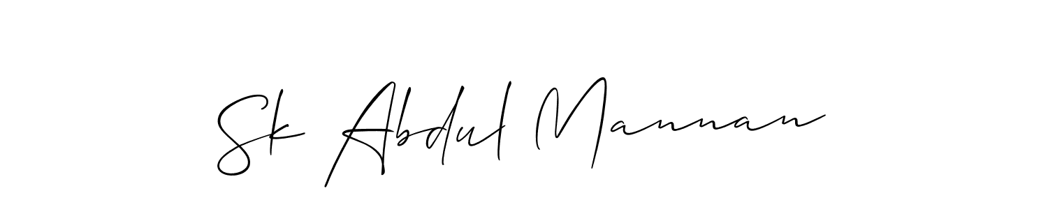 Make a beautiful signature design for name Sk Abdul Mannan. With this signature (Allison_Script) style, you can create a handwritten signature for free. Sk Abdul Mannan signature style 2 images and pictures png