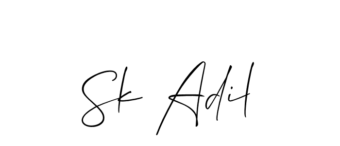 The best way (Allison_Script) to make a short signature is to pick only two or three words in your name. The name Sk Adil include a total of six letters. For converting this name. Sk Adil signature style 2 images and pictures png