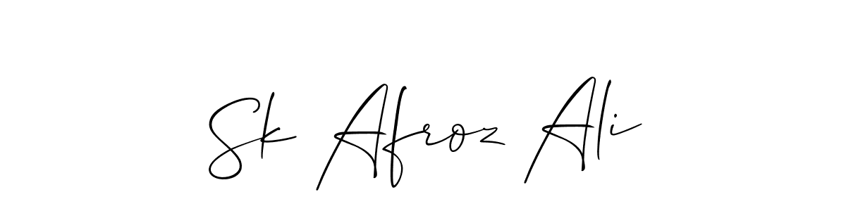 How to make Sk Afroz Ali name signature. Use Allison_Script style for creating short signs online. This is the latest handwritten sign. Sk Afroz Ali signature style 2 images and pictures png
