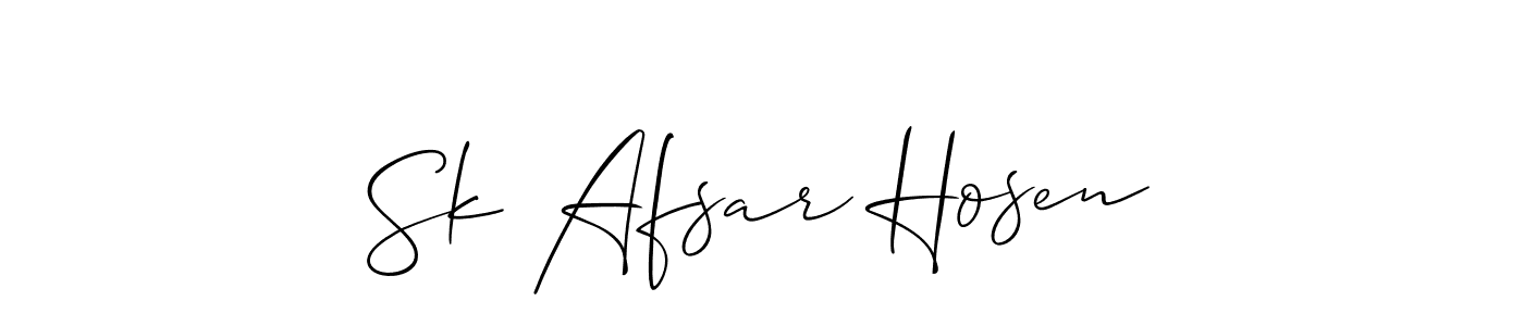 Create a beautiful signature design for name Sk Afsar Hosen. With this signature (Allison_Script) fonts, you can make a handwritten signature for free. Sk Afsar Hosen signature style 2 images and pictures png