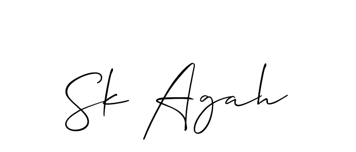 Also You can easily find your signature by using the search form. We will create Sk Agah name handwritten signature images for you free of cost using Allison_Script sign style. Sk Agah signature style 2 images and pictures png