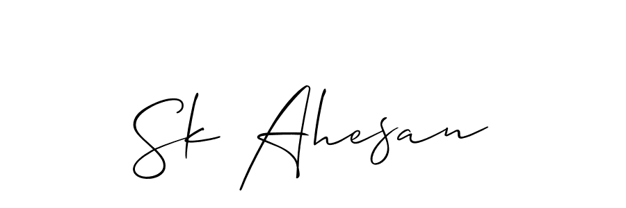 Make a beautiful signature design for name Sk Ahesan. With this signature (Allison_Script) style, you can create a handwritten signature for free. Sk Ahesan signature style 2 images and pictures png