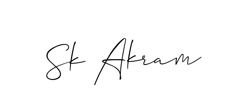 How to Draw Sk Akram signature style? Allison_Script is a latest design signature styles for name Sk Akram. Sk Akram signature style 2 images and pictures png