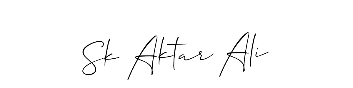 if you are searching for the best signature style for your name Sk Aktar Ali. so please give up your signature search. here we have designed multiple signature styles  using Allison_Script. Sk Aktar Ali signature style 2 images and pictures png