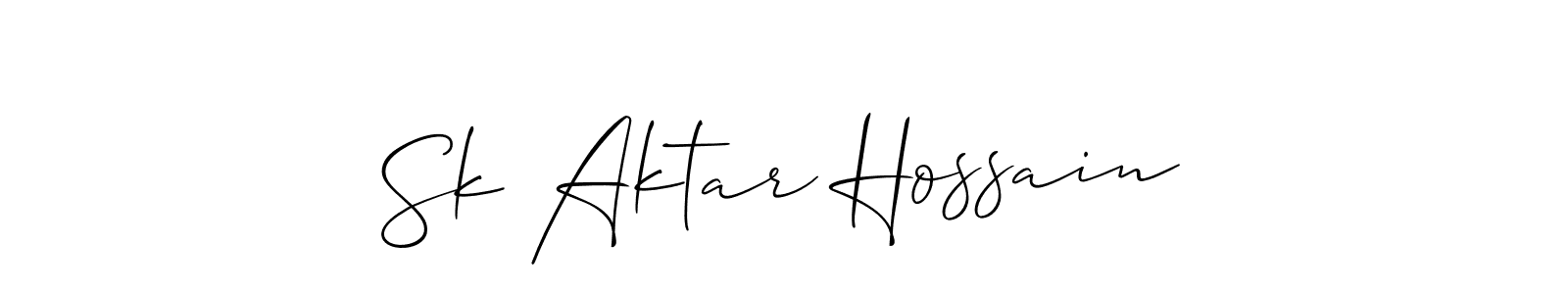 You should practise on your own different ways (Allison_Script) to write your name (Sk Aktar Hossain) in signature. don't let someone else do it for you. Sk Aktar Hossain signature style 2 images and pictures png