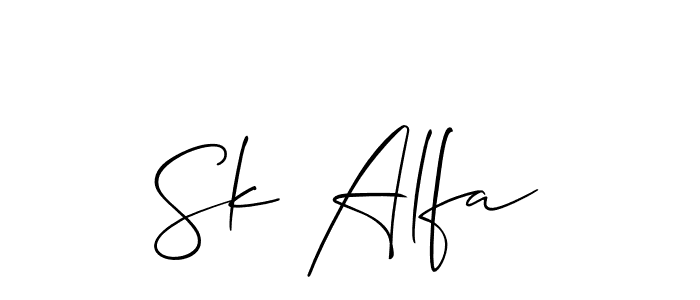 Make a beautiful signature design for name Sk Alfa. With this signature (Allison_Script) style, you can create a handwritten signature for free. Sk Alfa signature style 2 images and pictures png