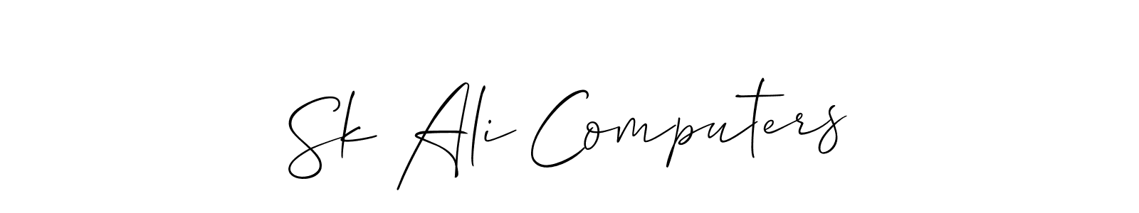 You should practise on your own different ways (Allison_Script) to write your name (Sk Ali Computers) in signature. don't let someone else do it for you. Sk Ali Computers signature style 2 images and pictures png